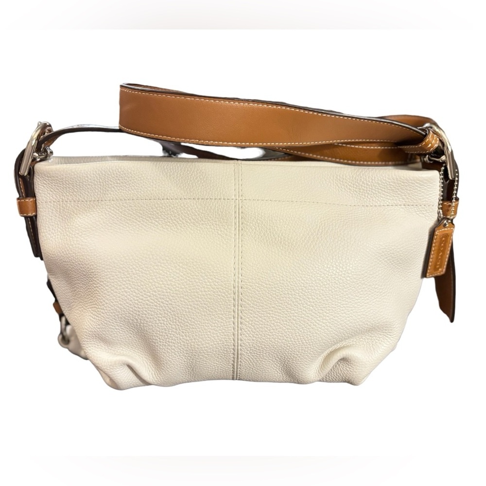 Coach East West Duffel Shoulder Bag M1085-F15065 White Pebbled Leather Purse - Picture 1 of 11